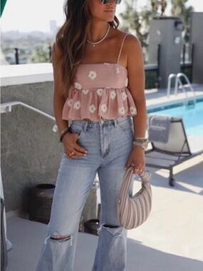 Vici Dusty Rose Floral Ruffle Cami